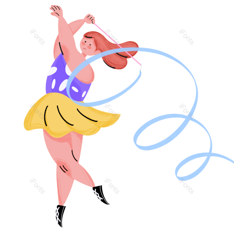 彩带图片,人物元素,运动PNG,女性免抠素材